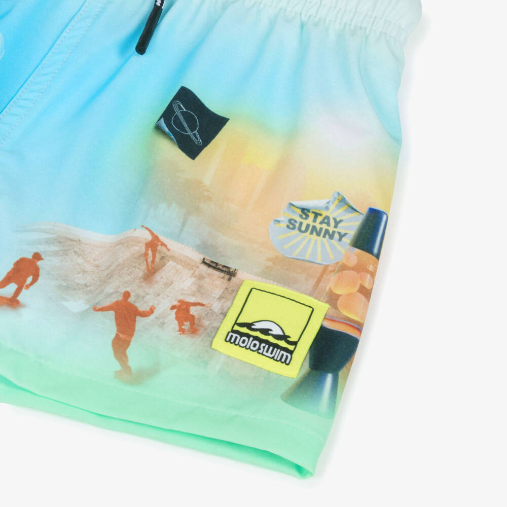 Molo-Boys Blue-Green Sporty Swim Trunks | Childrensalon Outlet