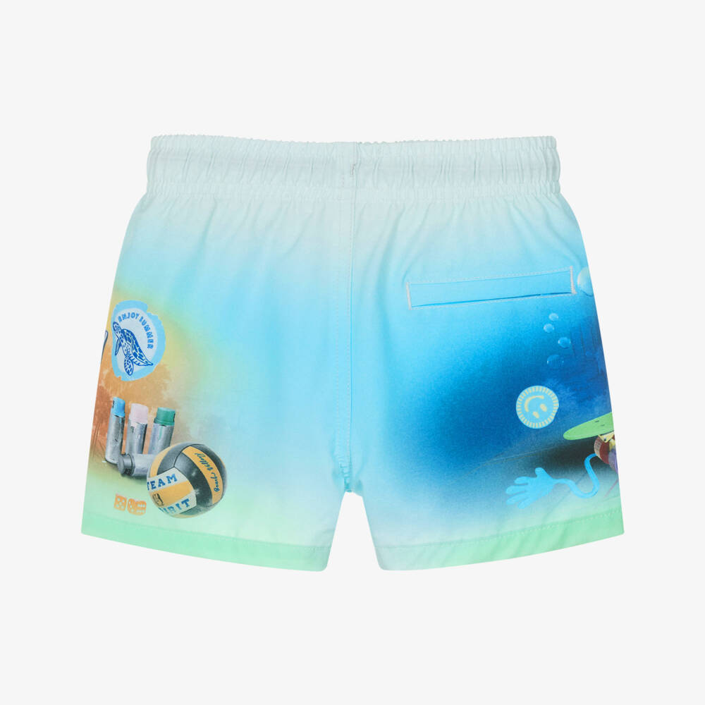 Molo-Boys Blue-Green Sporty Swim Trunks | Childrensalon Outlet