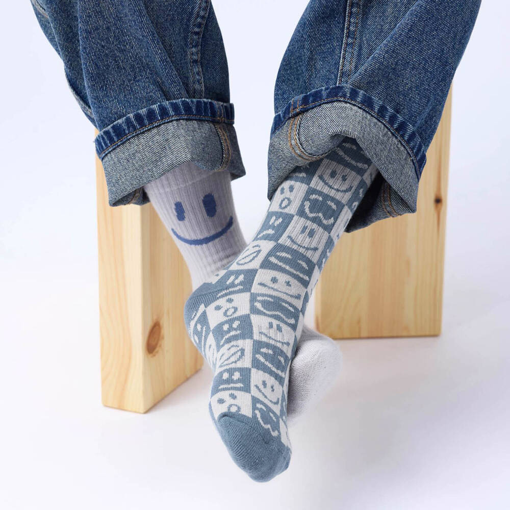 Molo-Boys Blue & Grey Ribbed Cotton Socks (2 Pack) | Childrensalon Outlet