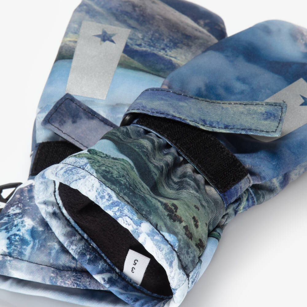 Molo-Boys Blue Mountain Print Ski Gloves | Childrensalon Outlet