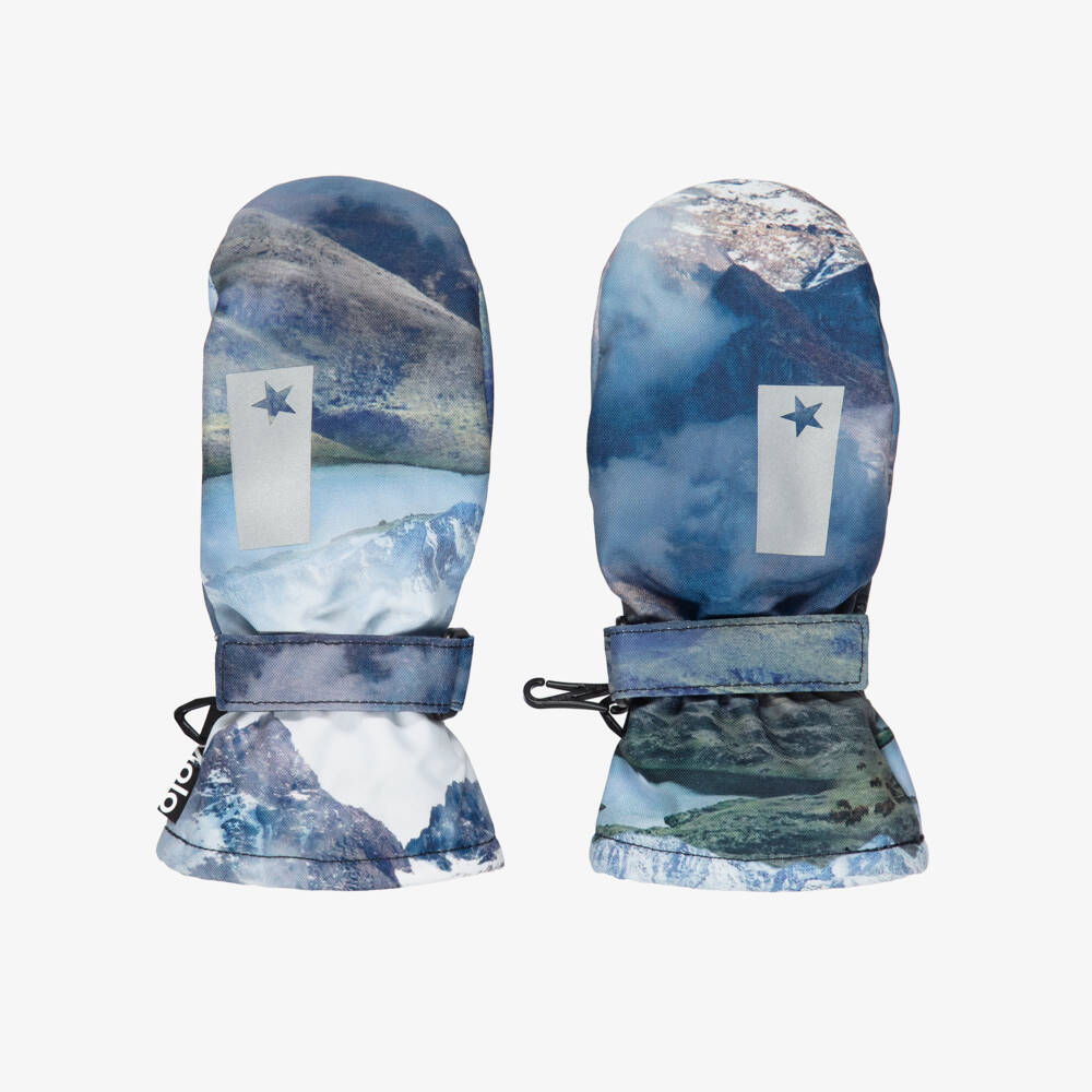 Molo-Boys Blue Mountain Print Ski Gloves | Childrensalon Outlet