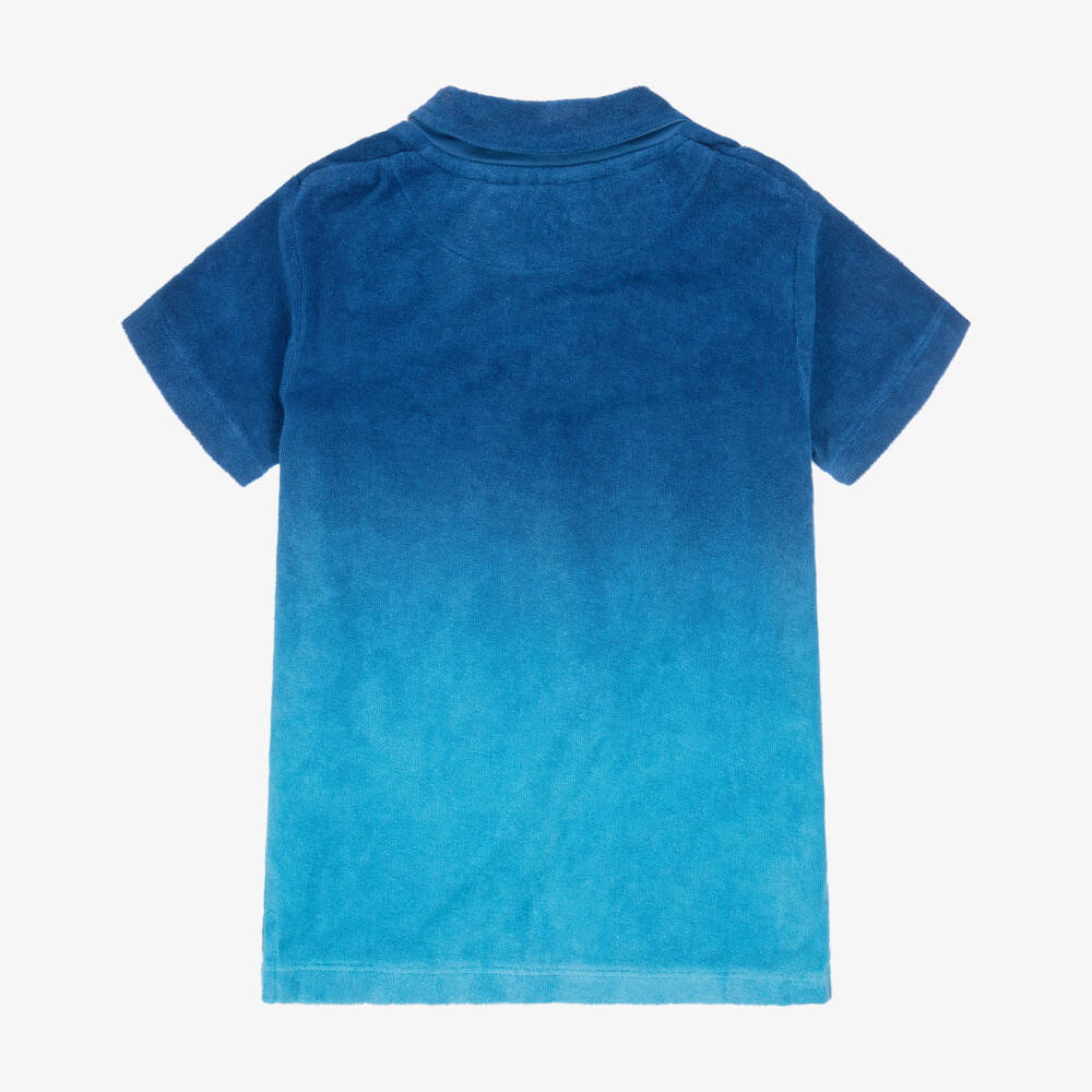 Molo-Boys Blue Ombré Cotton Towelling Polo Shirt | Childrensalon Outlet