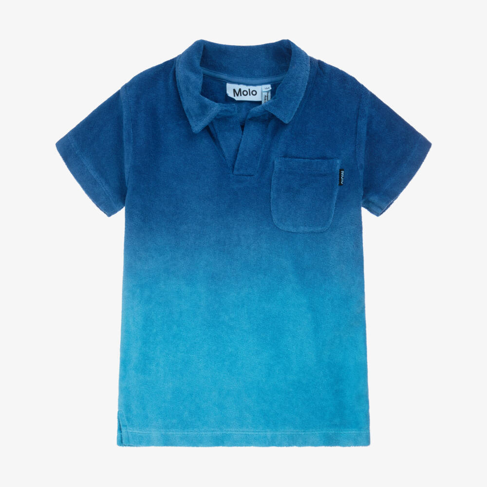 Molo-Boys Blue Ombré Cotton Towelling Polo Shirt | Childrensalon Outlet