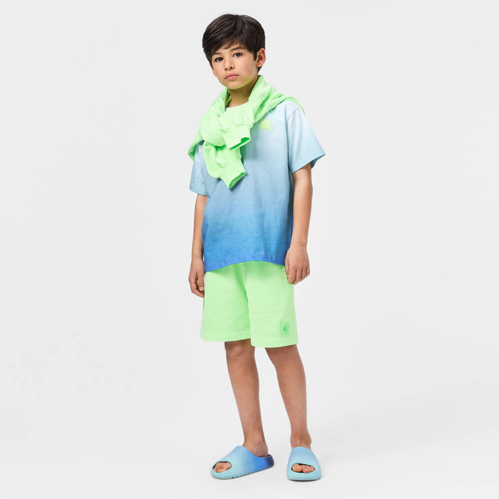Molo-Boys Blue Ombré Organic Cotton T-Shirt with Sun Print | Childrensalon Outlet