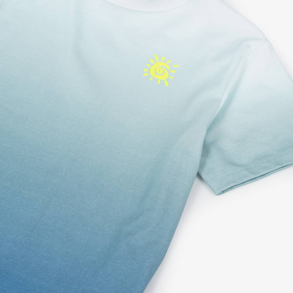 Molo-Boys Blue Ombré Organic Cotton T-Shirt with Sun Print | Childrensalon Outlet