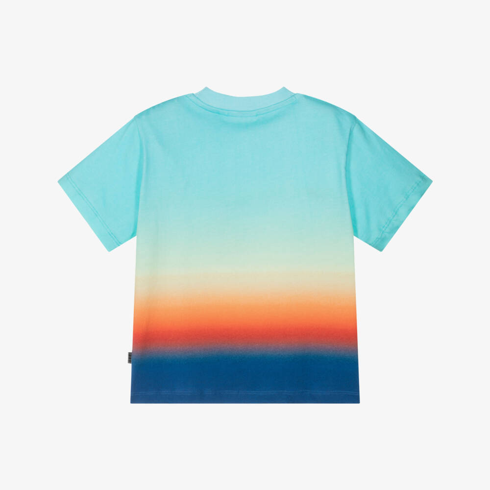 Molo-Boys Blue Ombré Palm Smile Cotton T-Shirt | Childrensalon Outlet
