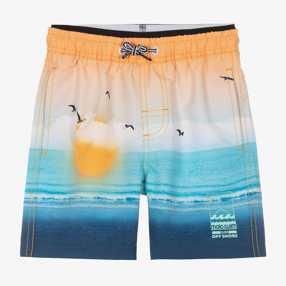 Molo-Boys Blue & Orange Sunset Swim Shorts (UPF50+) | Childrensalon Outlet