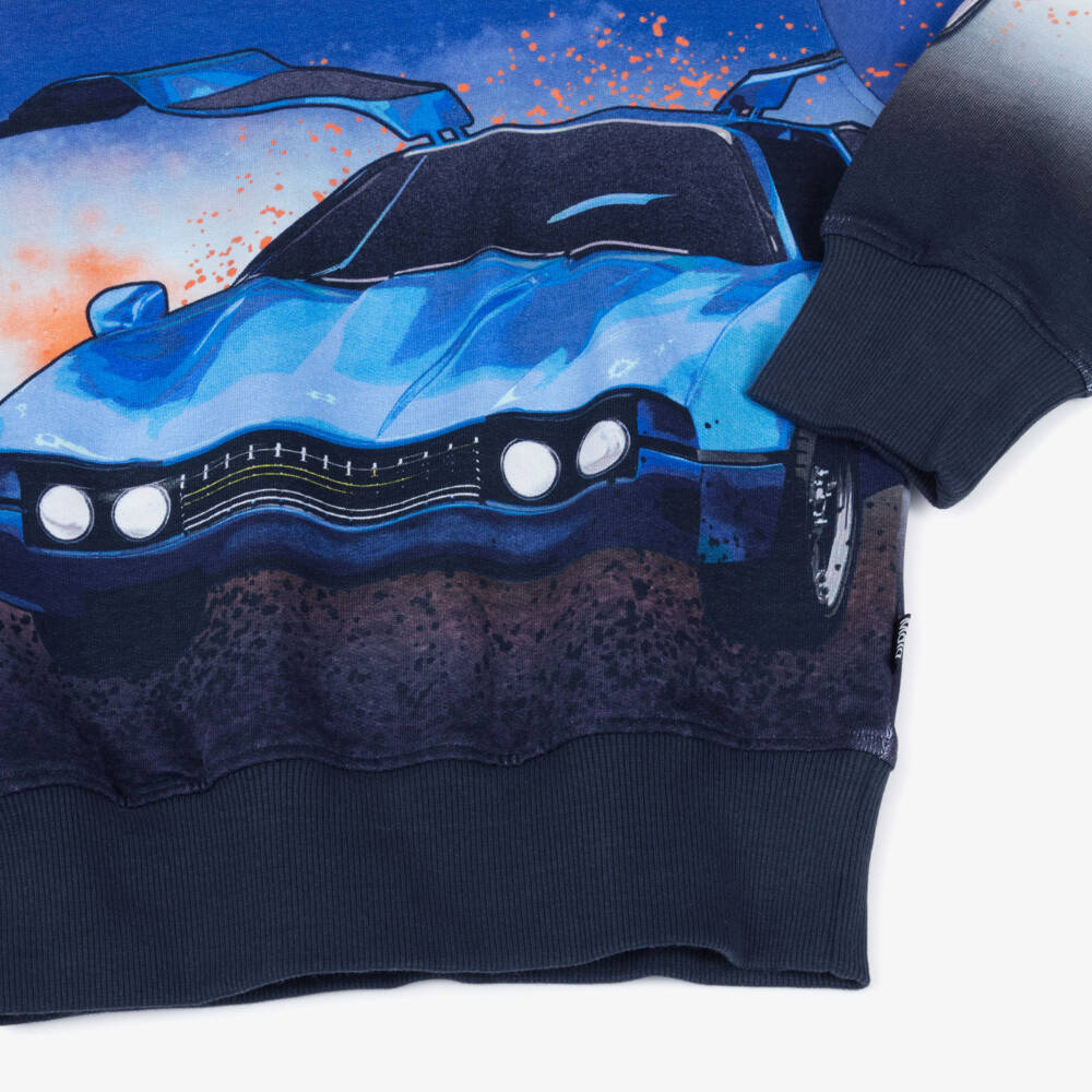 Molo-Свитшот синий с графикой автомобиля для мальчиков | Childrensalon Outlet