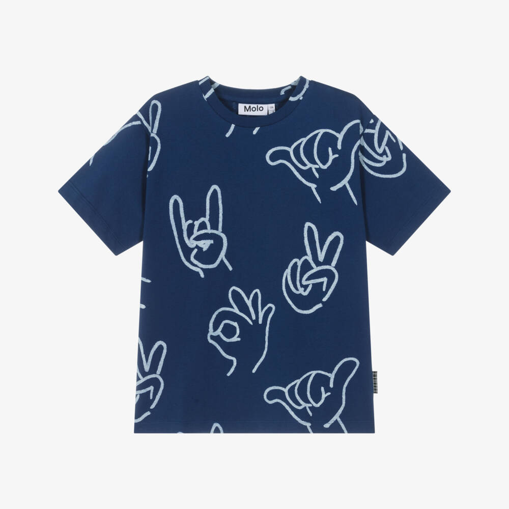 Molo-Boys Blue Organic Cotton Graphic Tee | Childrensalon Outlet