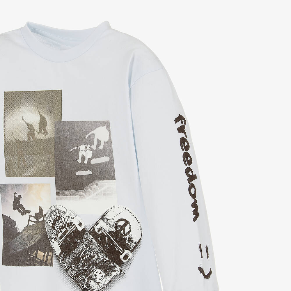 Molo-Boys Blue Organic Cotton Long Sleeve Top | Childrensalon Outlet