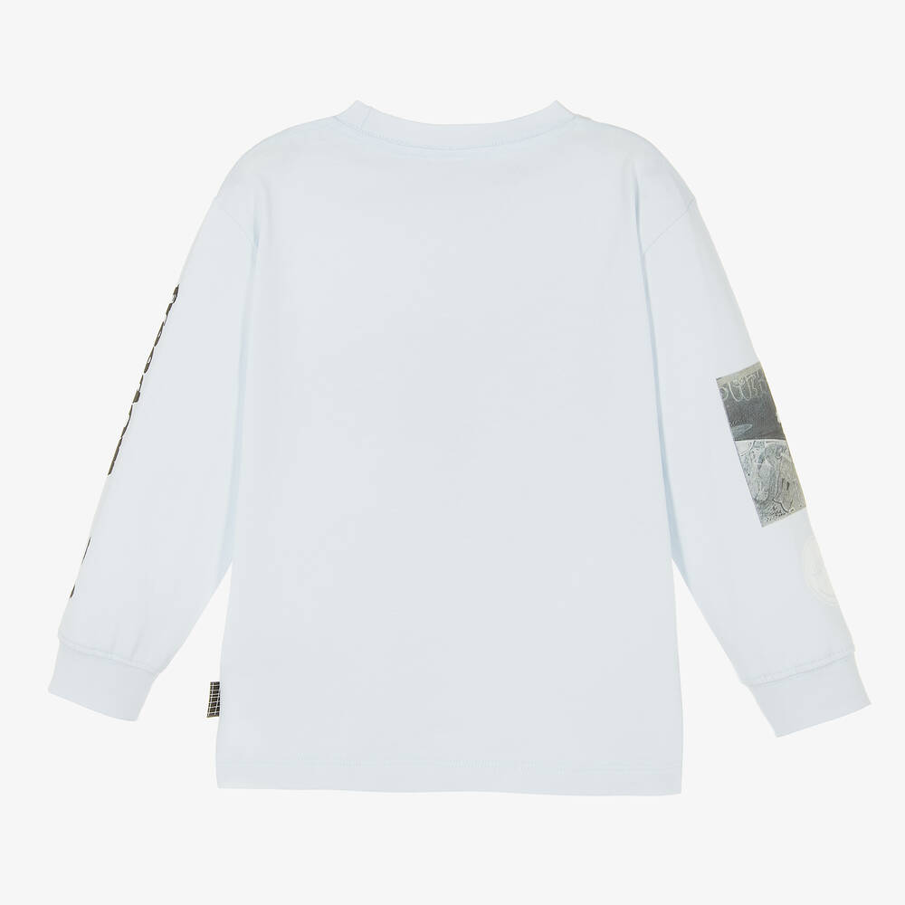 Molo-Boys Blue Organic Cotton Long Sleeve Top | Childrensalon Outlet