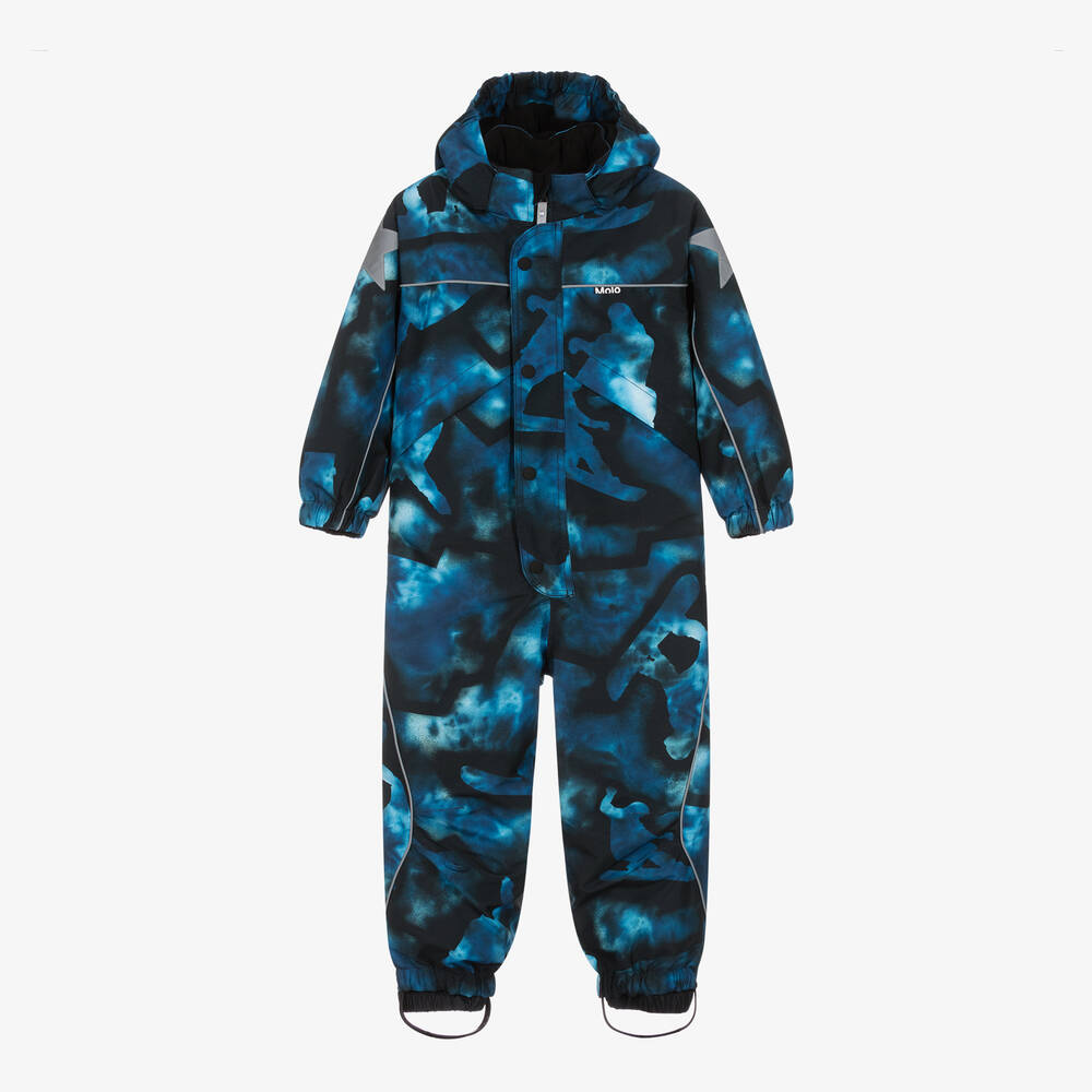 Molo - Boys Blue Patterned Snowsuit | Childrensalon