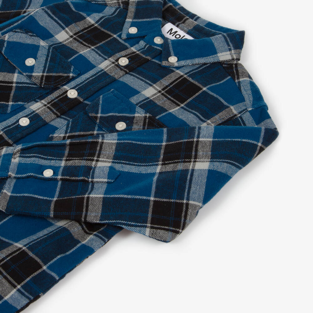 Molo-قميص كاروهات قطن عضوي فلانل للأولاد | Childrensalon Outlet