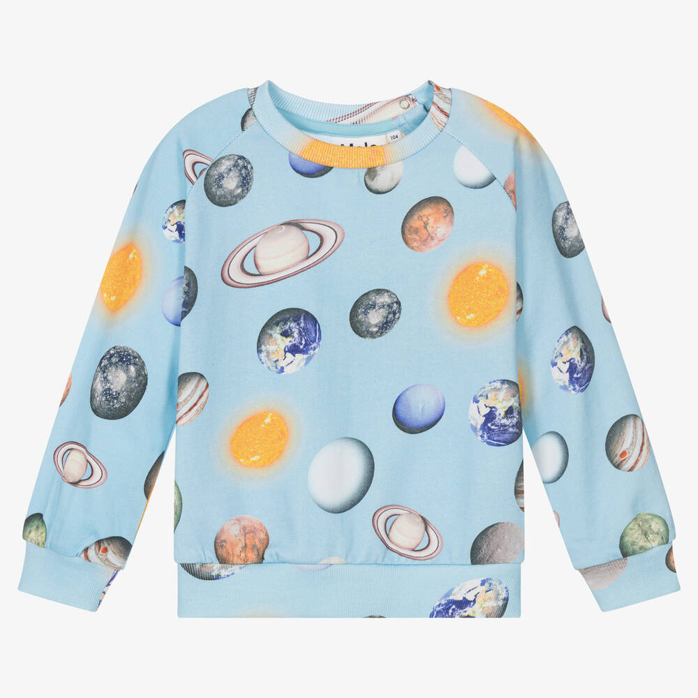 Molo - Голубой свитшот с планетами для мальчиков | Childrensalon