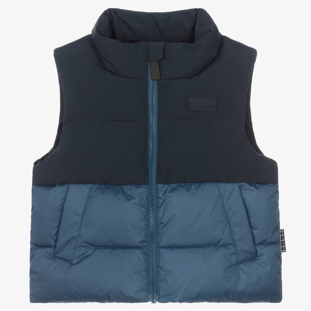 Molo - Boys Blue Puffer Gilet | Childrensalon