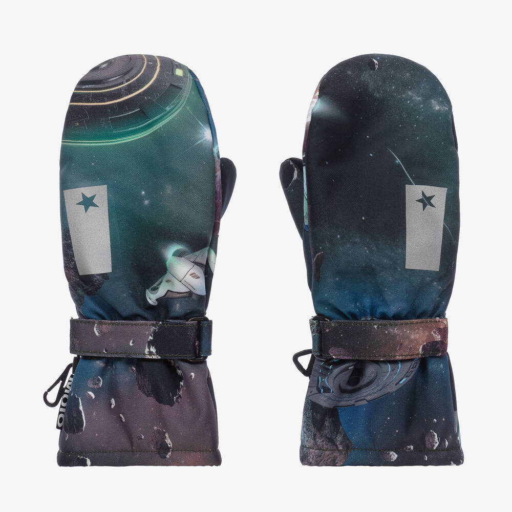 Molo - Boys Blue Space Ski Mittens | Childrensalon