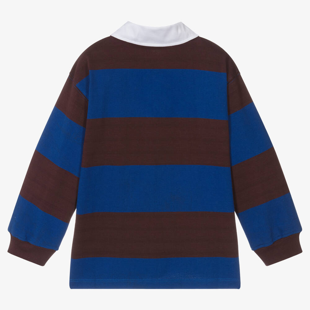 Molo-توب رغبي قطن جيرسي عضوي مقلّم لون أزرق | Childrensalon Outlet