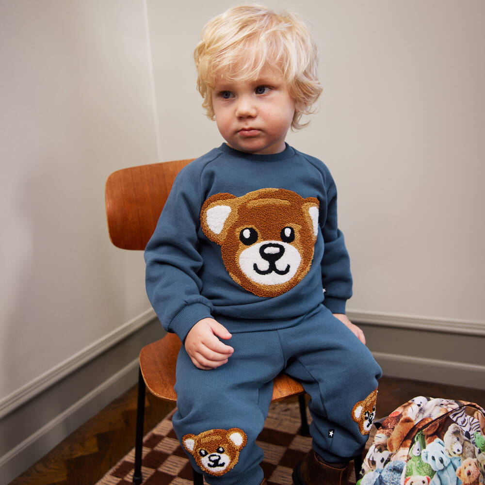 Molo-Boys Blue Teddy Jumper | Childrensalon Outlet