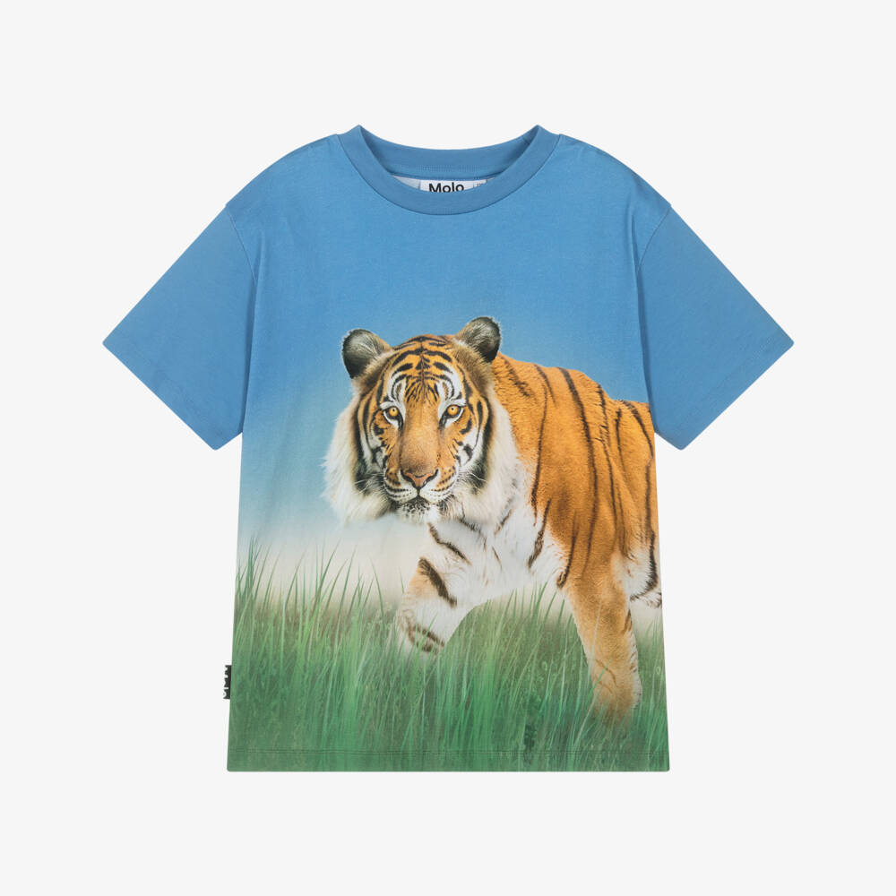 Molo-Синяя футболка с тигром для мальчиков | Childrensalon Outlet