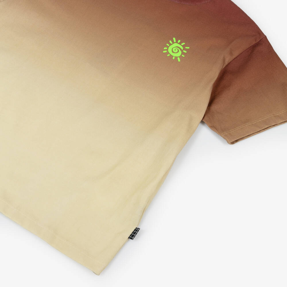 Molo-Boys Brown Ombré Organic Cotton T-Shirt with Sun Print | Childrensalon Outlet