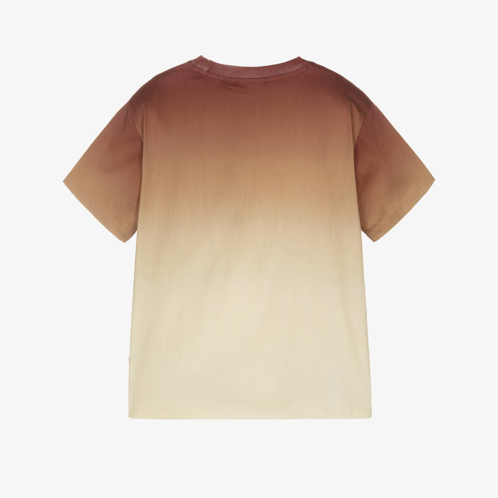 Molo-Boys Brown Ombré Organic Cotton T-Shirt with Sun Print | Childrensalon Outlet