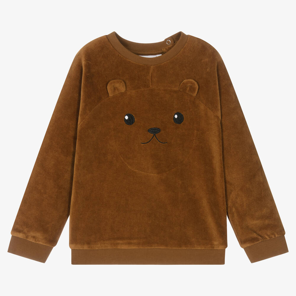 Molo - Sweat marron en velours Garçon | Childrensalon