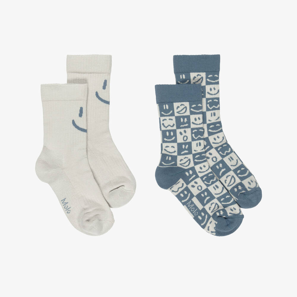 Molo-Boys Cheerful Blue and White Socks | Childrensalon Outlet