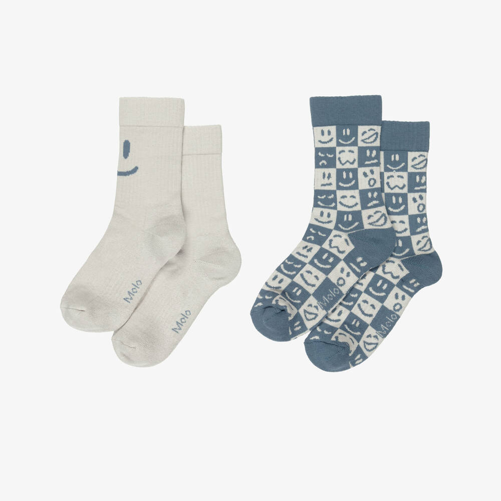 Molo-Boys Cheerful Blue and White Socks | Childrensalon Outlet
