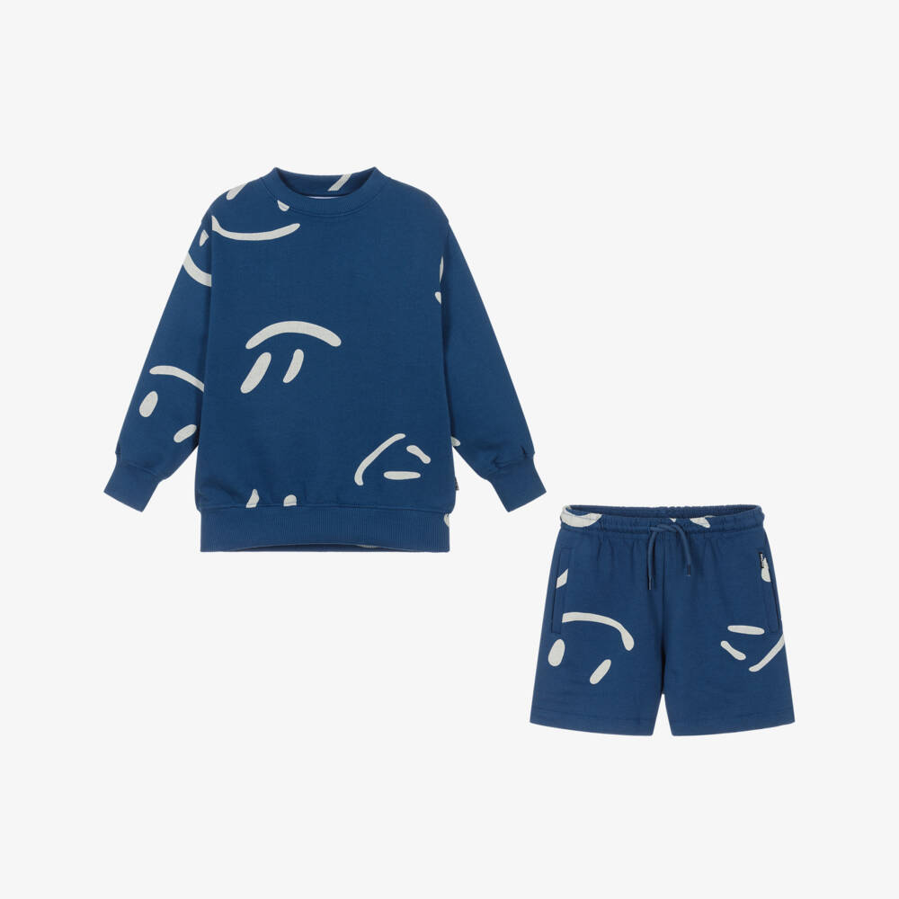 Molo-Boys Cheerful Blue Cotton Shorts Ensemble | Childrensalon Outlet