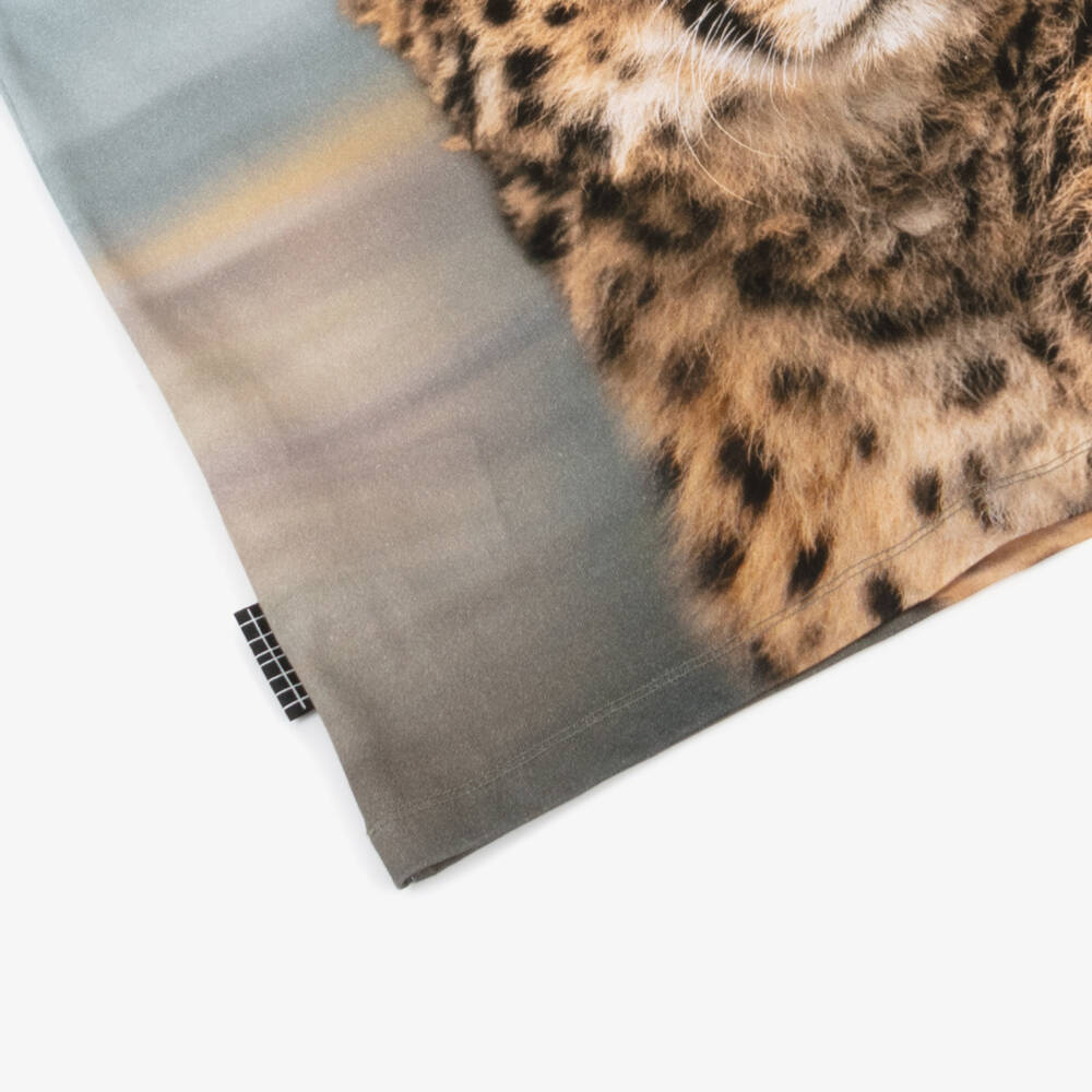 Molo-Boys Cheetah Cotton Tee in Blue | Childrensalon Outlet