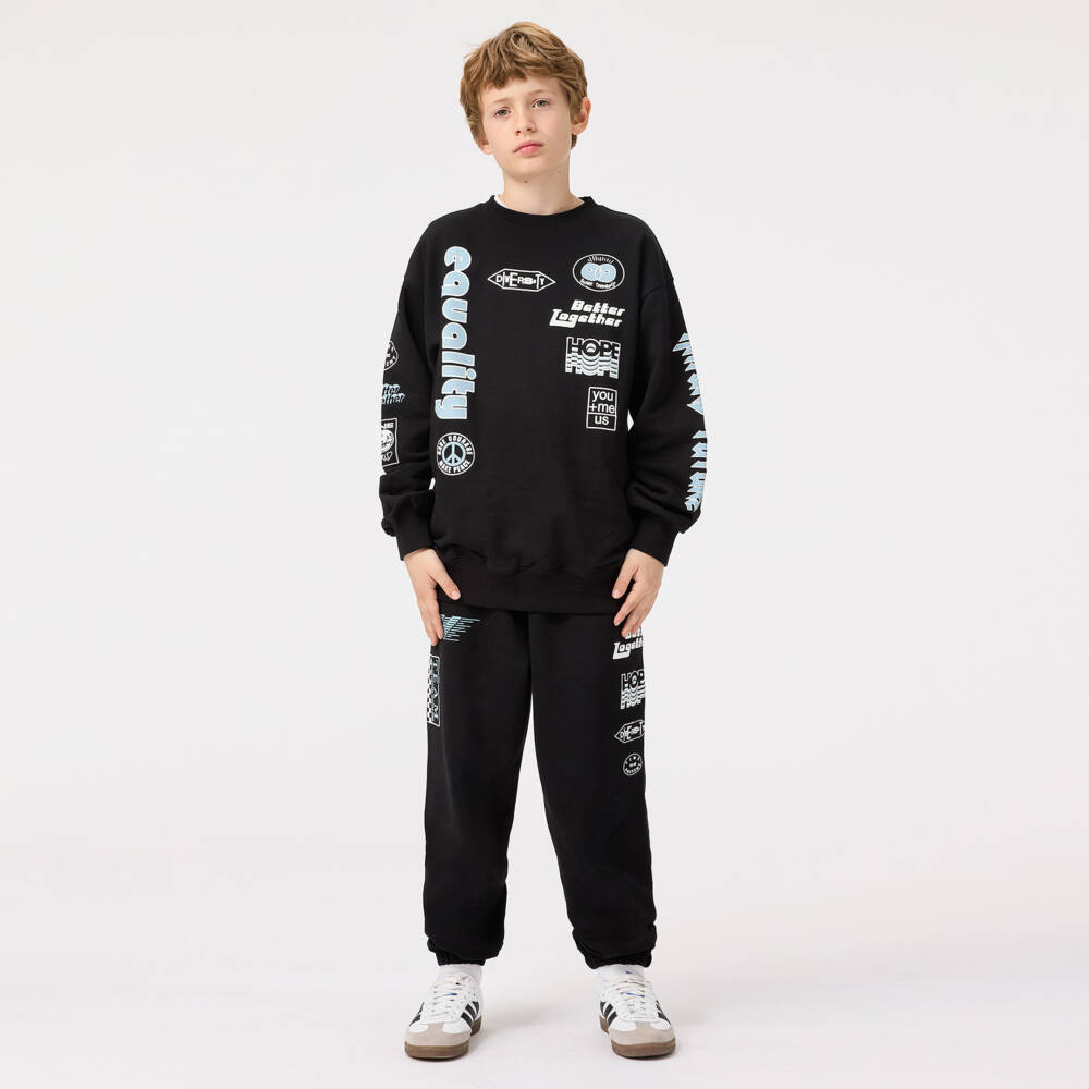 Molo-Boys Classic Black Graphic Joggers | Childrensalon Outlet