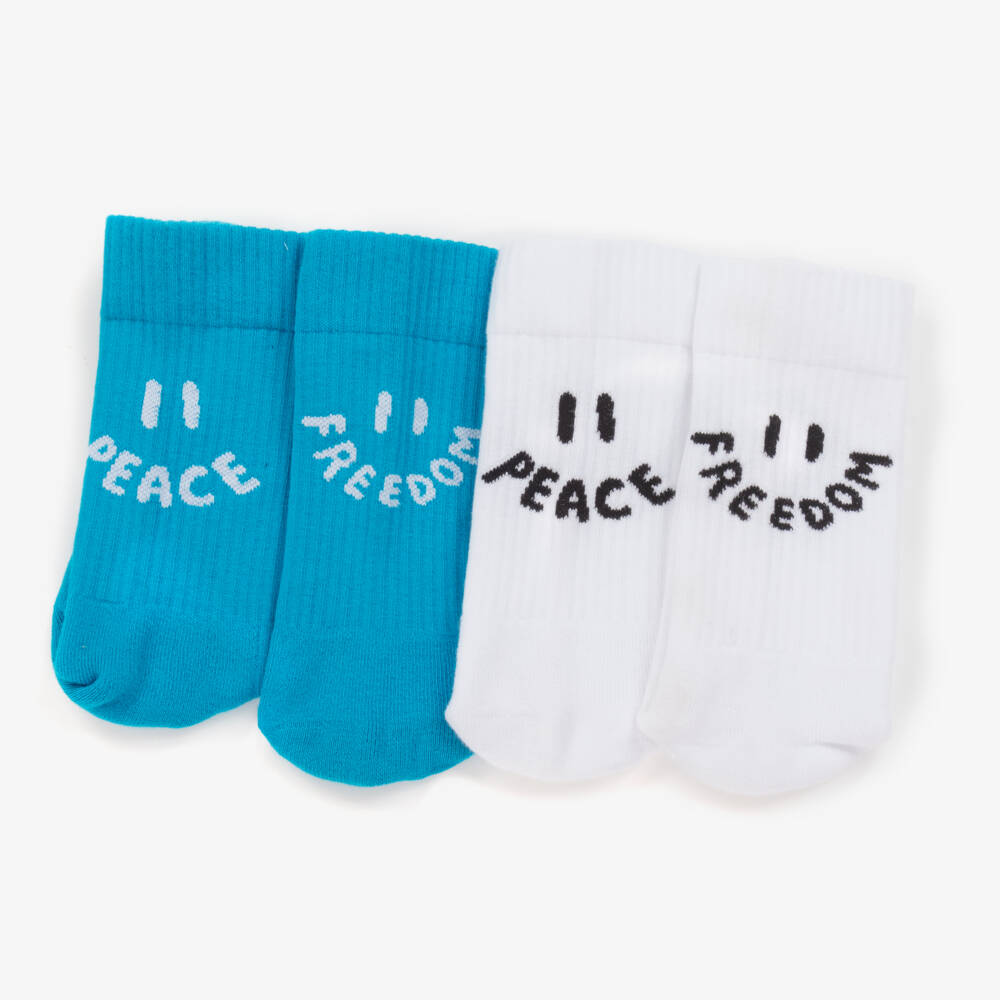 Molo-Boys Classic Blue & White Ankle Socks | Childrensalon Outlet