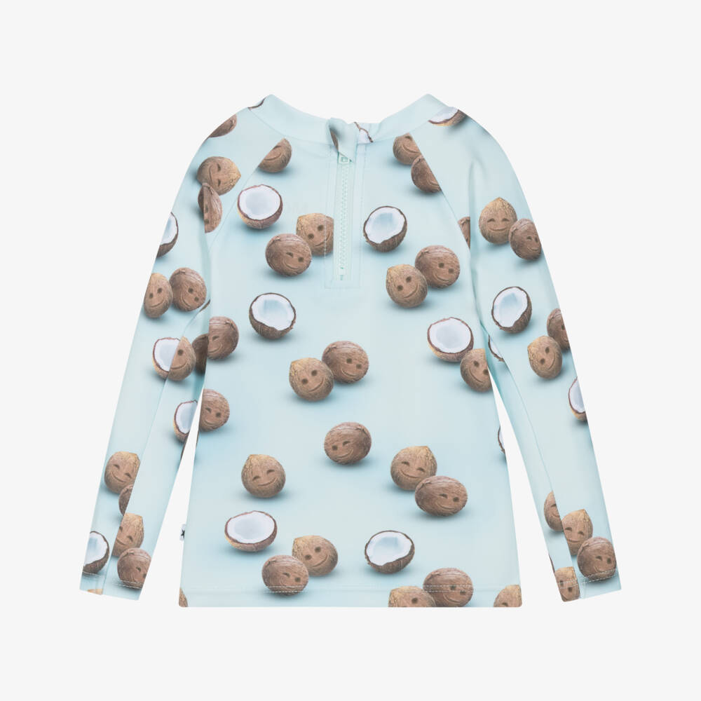 Molo-Boys Coconut Print Blue Swim Top | Childrensalon Outlet
