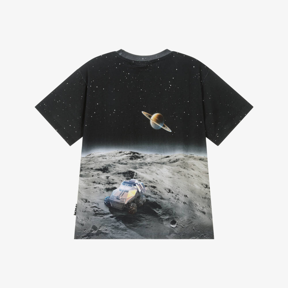 Molo-Boys Cosmic Black Cotton Tee | Childrensalon Outlet
