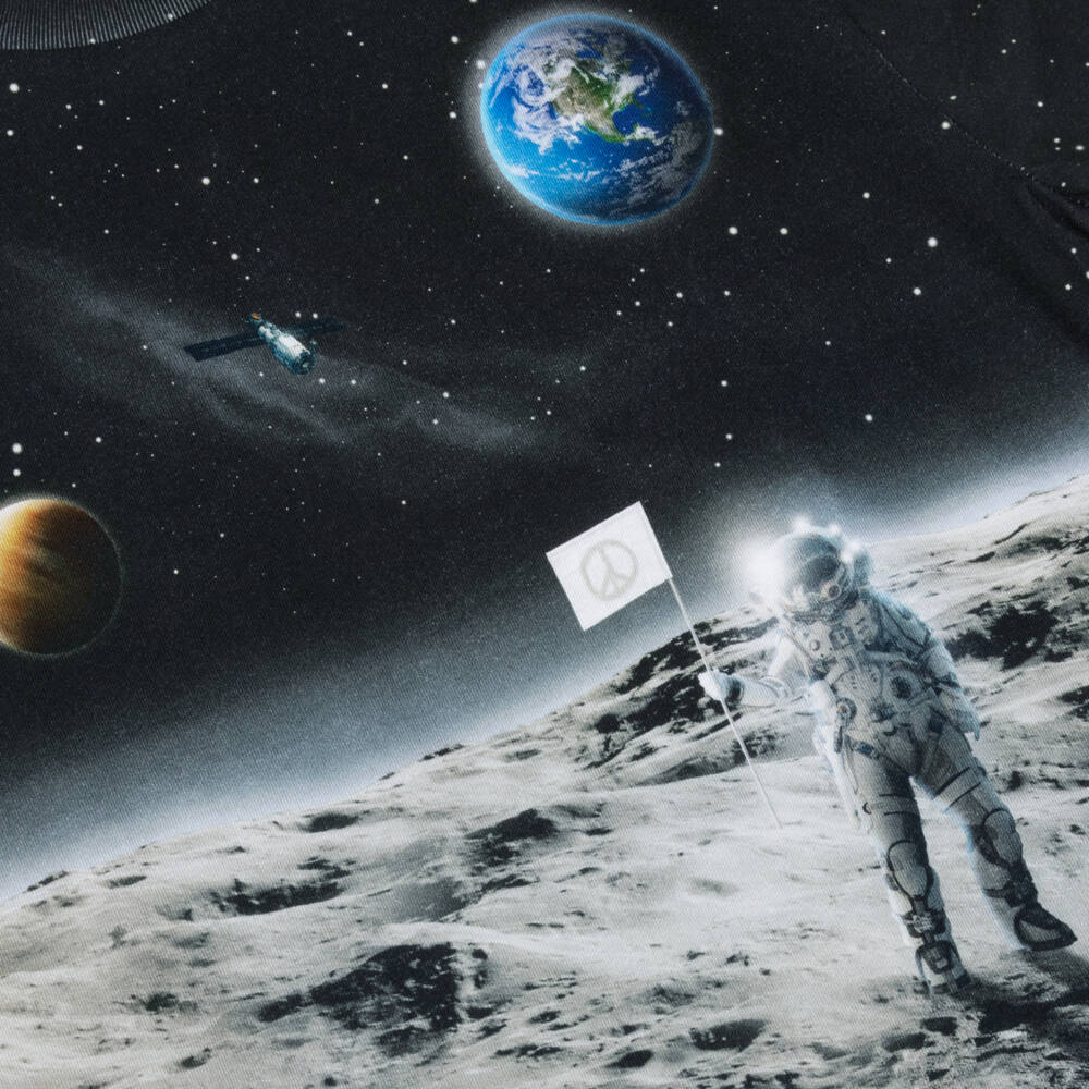 Molo-Boys Cosmic Black Cotton Tee | Childrensalon Outlet