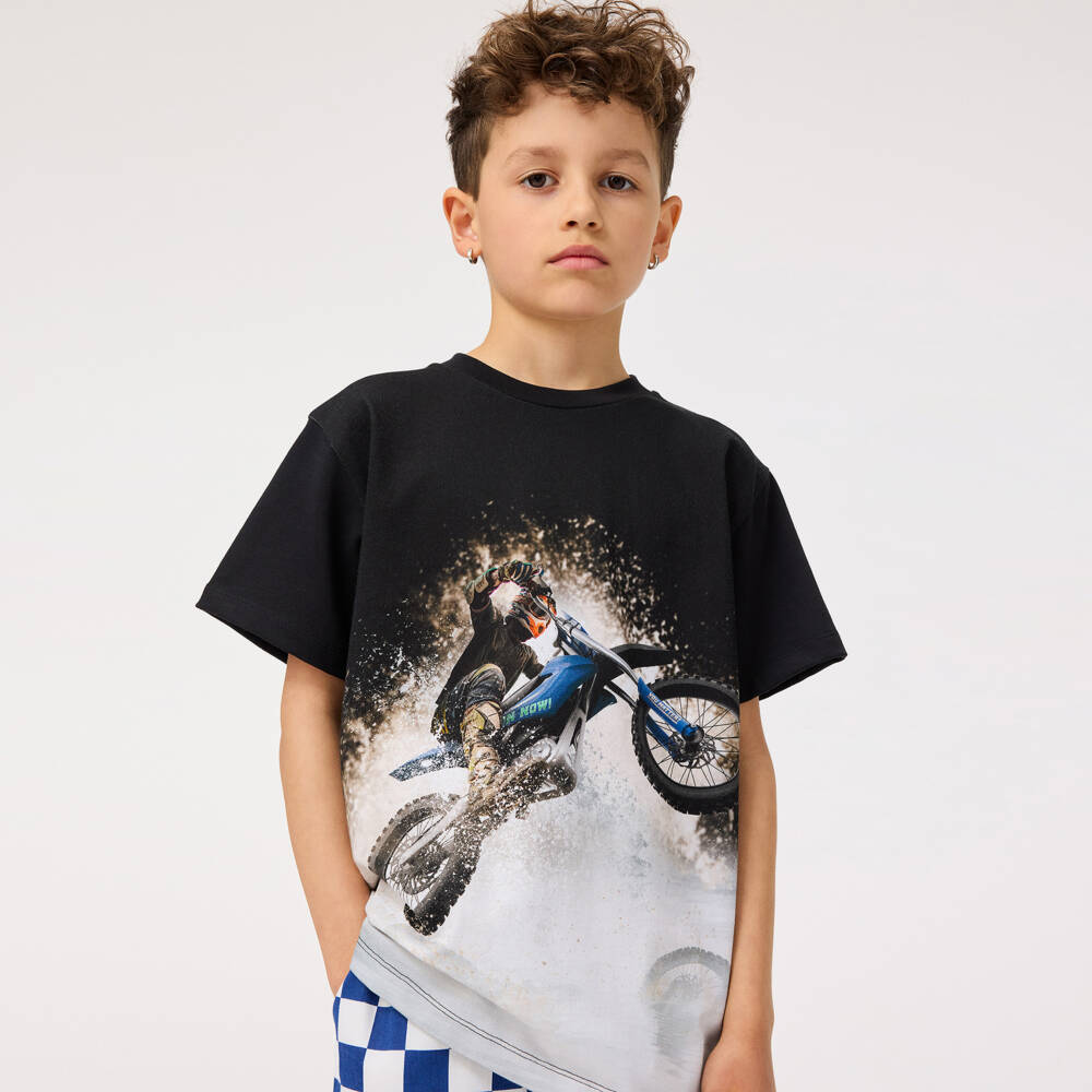 Molo-Футболка байкерская хлопковая черная для мальчиков | Childrensalon Outlet