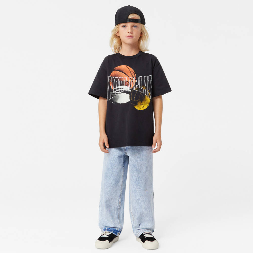 Molo-Boys Cotton Black Sports Tee | Childrensalon Outlet