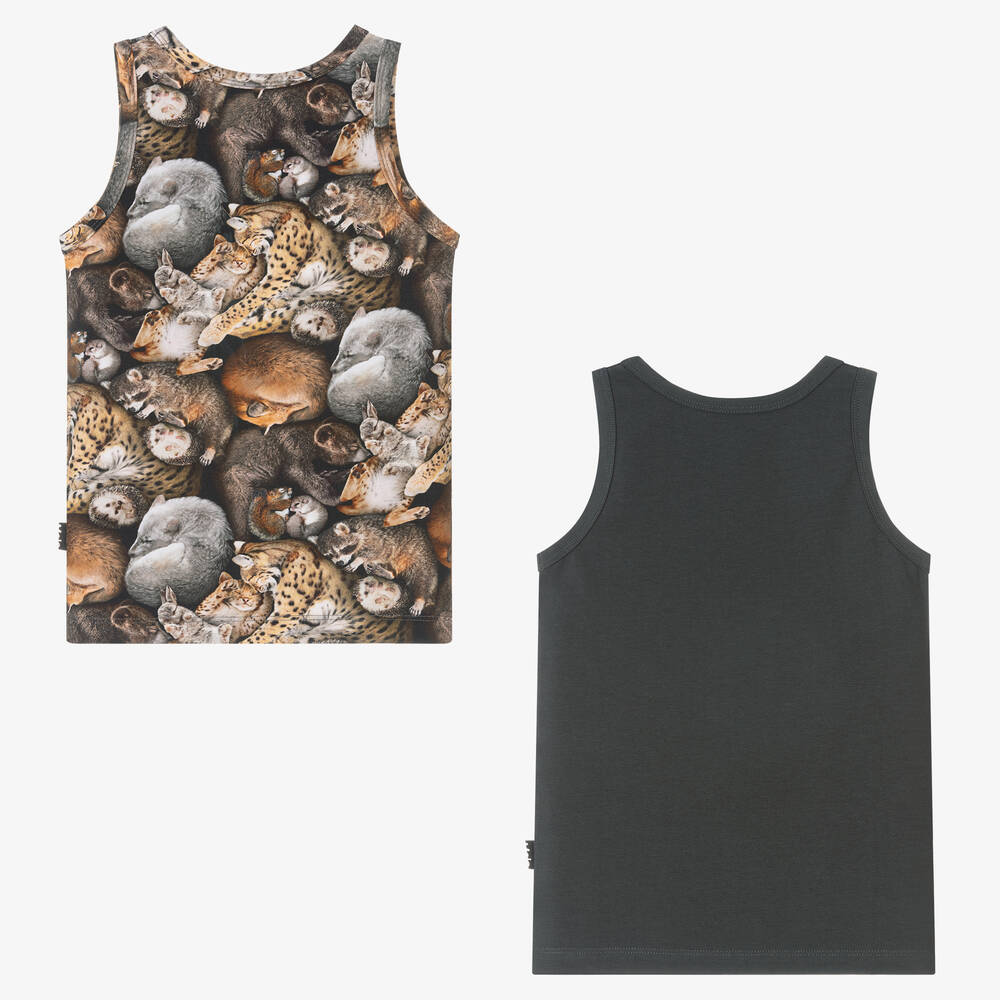 مولو-توب فيست قطن عضوي جيرسي لون رمادي (عدد 2) | Childrensalon Outlet