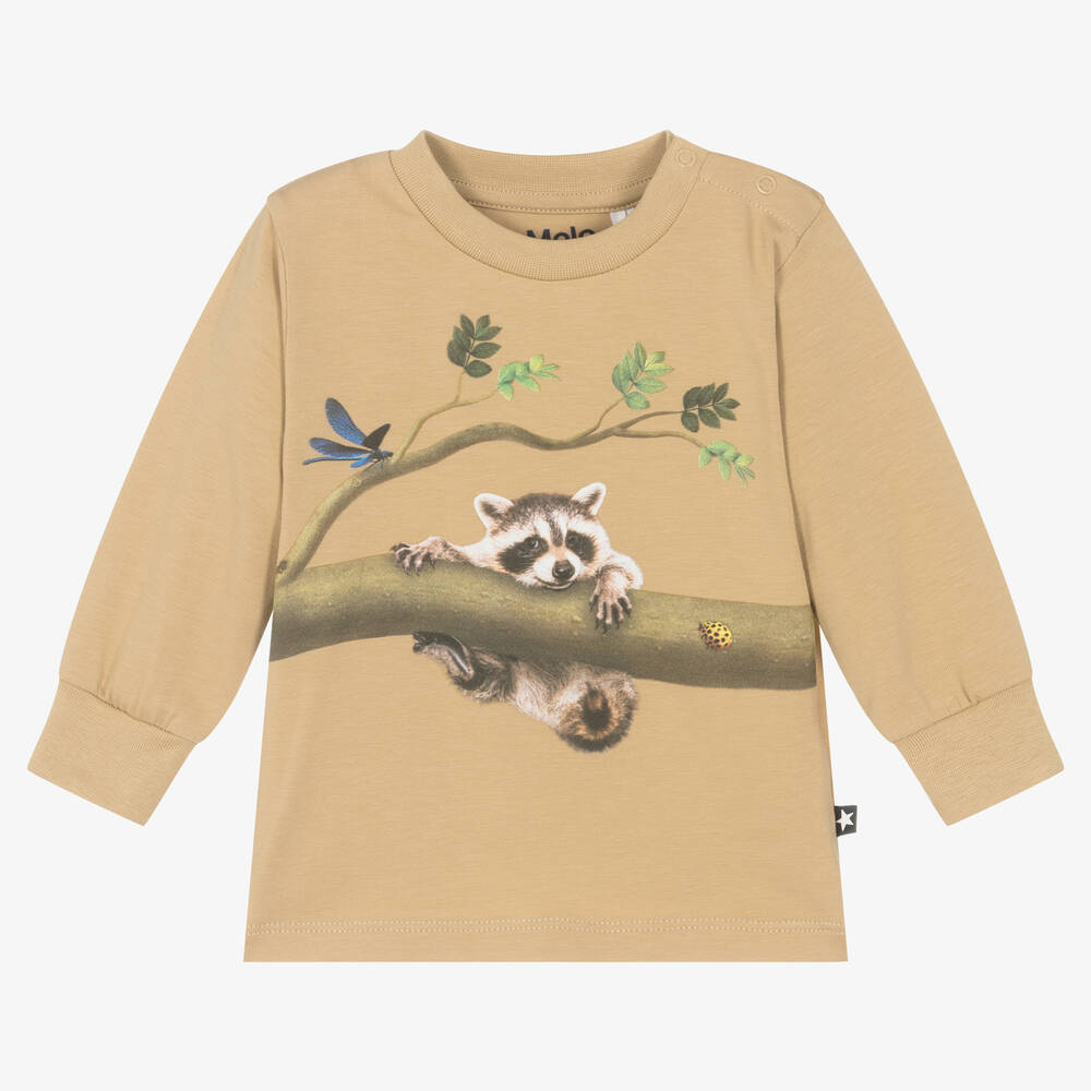 Molo-Boys Dark Beige Cotton Raccoon Top | Childrensalon Outlet