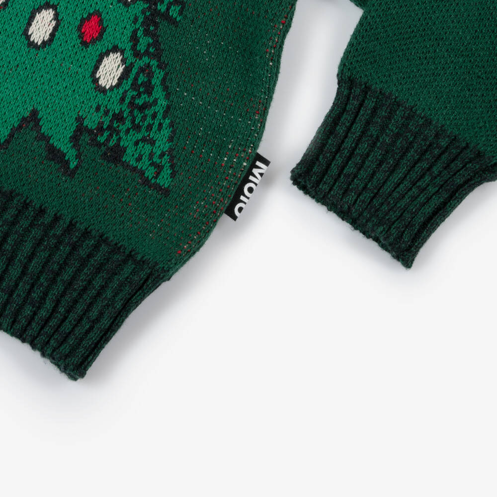 Molo-Boys Festive Green Dinosaur Jumper | Childrensalon Outlet