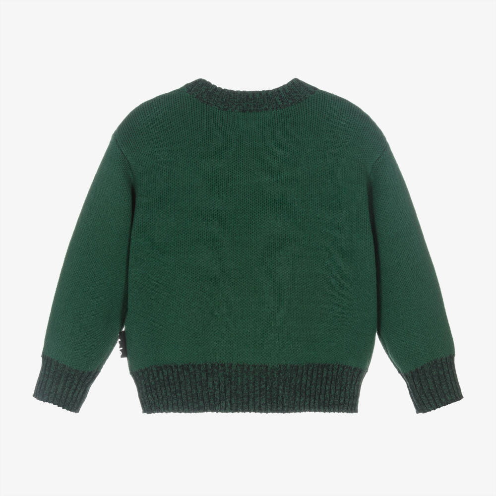Molo-Boys Festive Green Dinosaur Jumper | Childrensalon Outlet