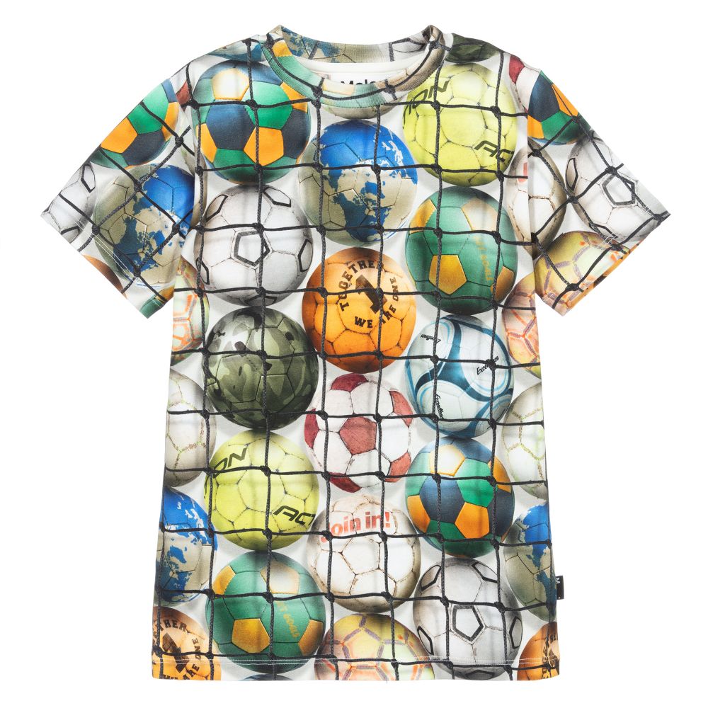 Molo - Boys Football Print T-Shirt | Childrensalon