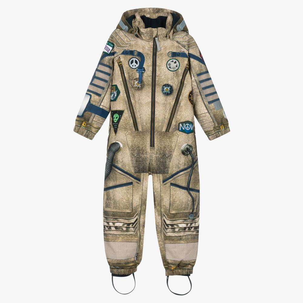 Molo - Boys Golden Astronaut Print Snowsuit | Childrensalon