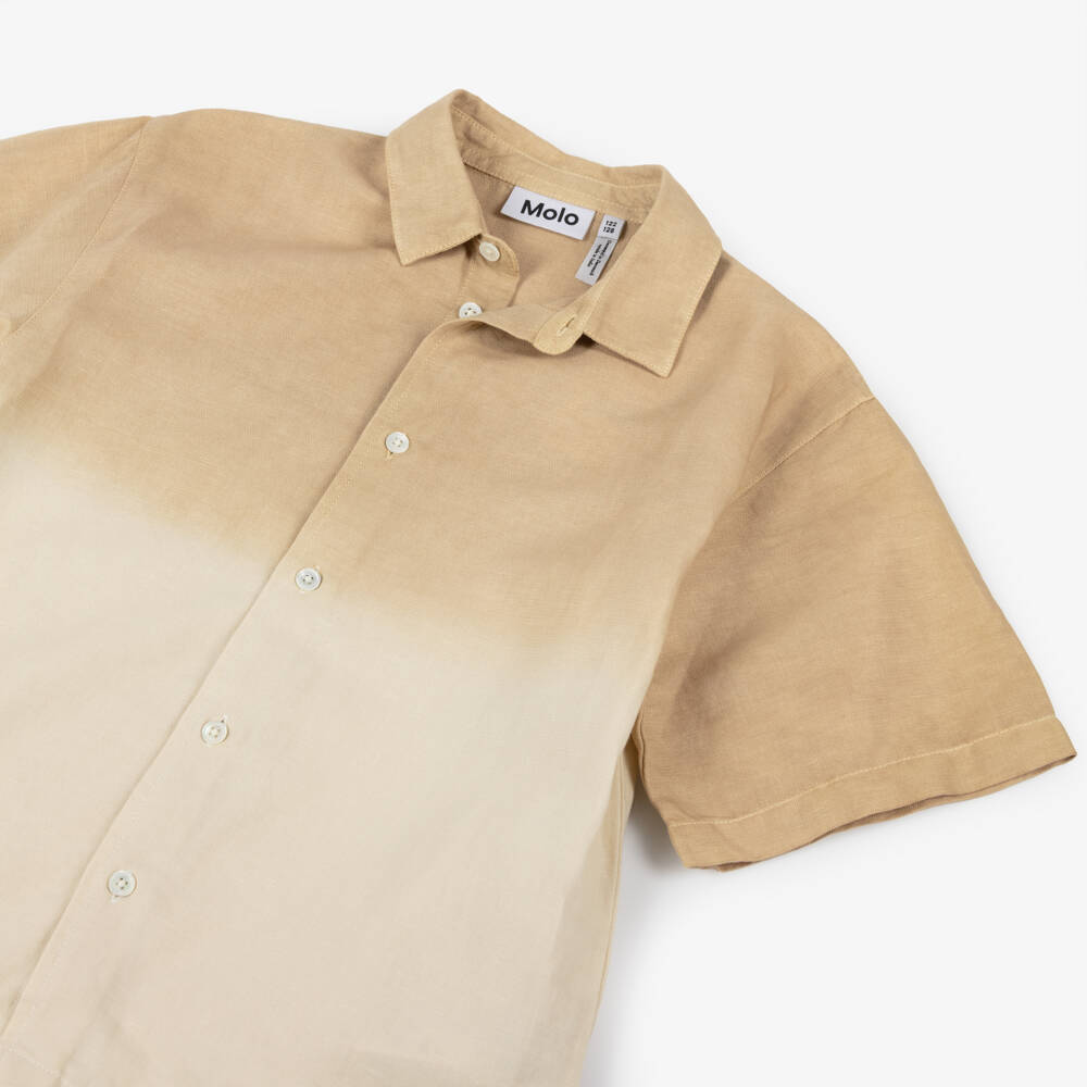 Molo-Boys Gradient Beige Linen & Cotton Shirt | Childrensalon Outlet