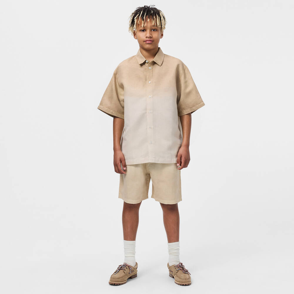 Molo-Boys Gradient Beige Linen & Cotton Shirt | Childrensalon Outlet
