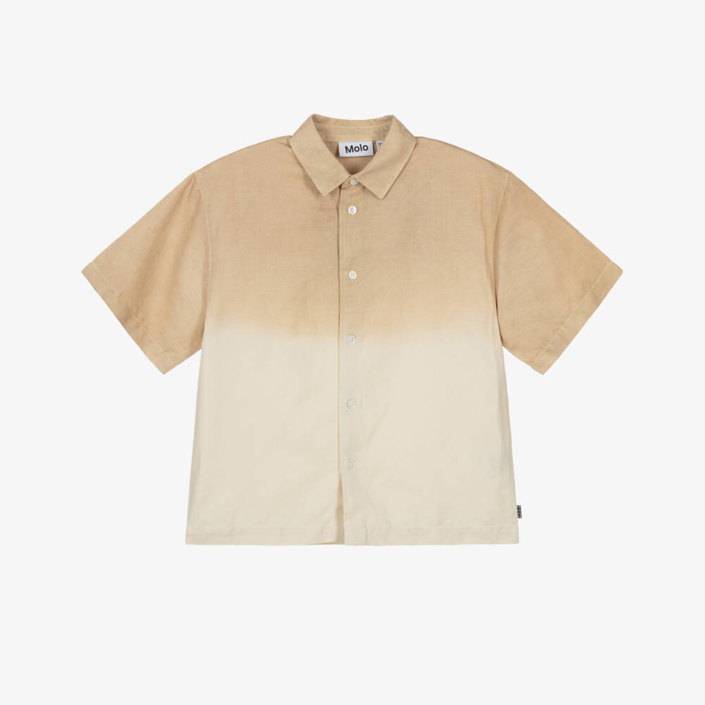 Molo-Boys Gradient Beige Linen & Cotton Shirt | Childrensalon Outlet