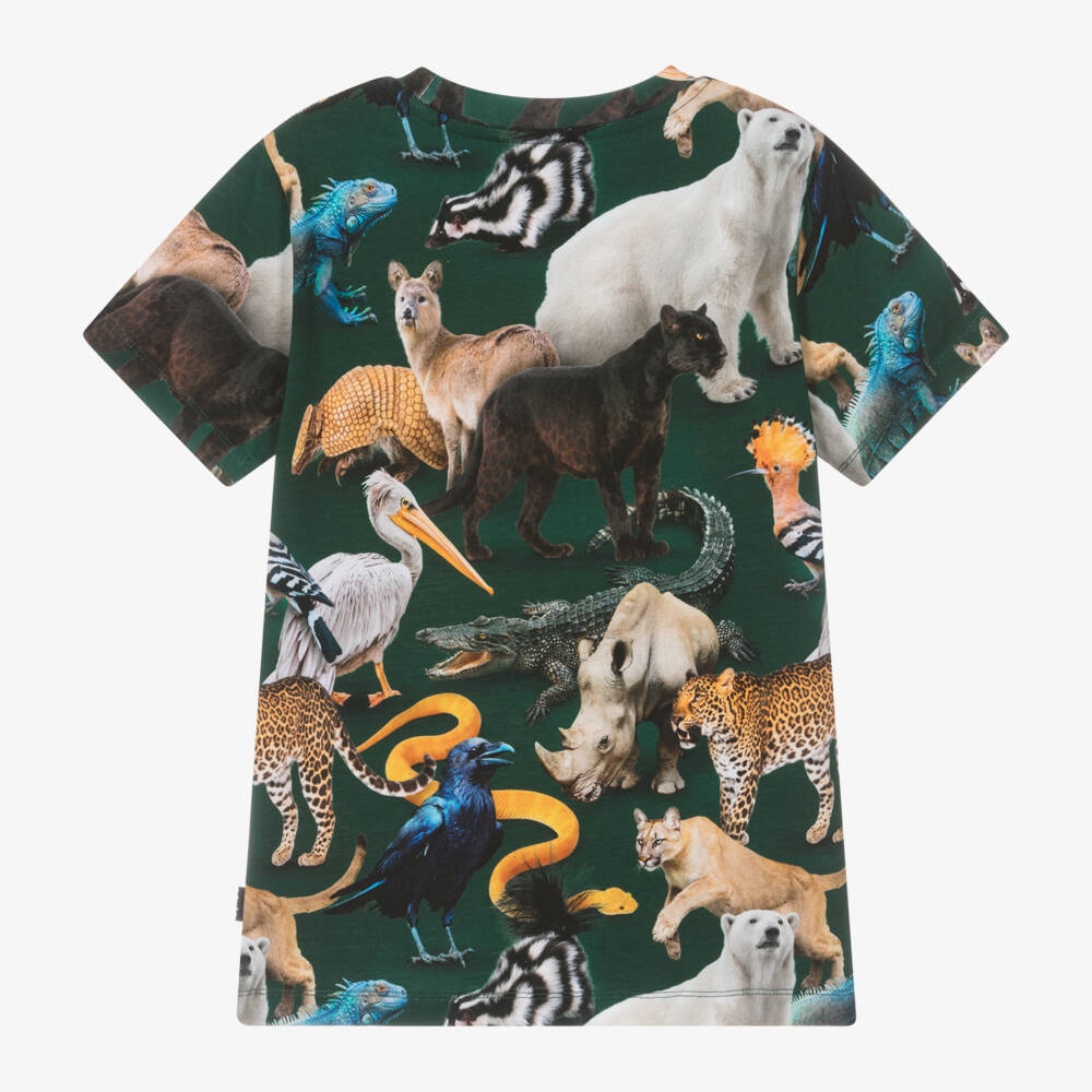Molo-Boys Green Animal Pattern Tee | Childrensalon Outlet
