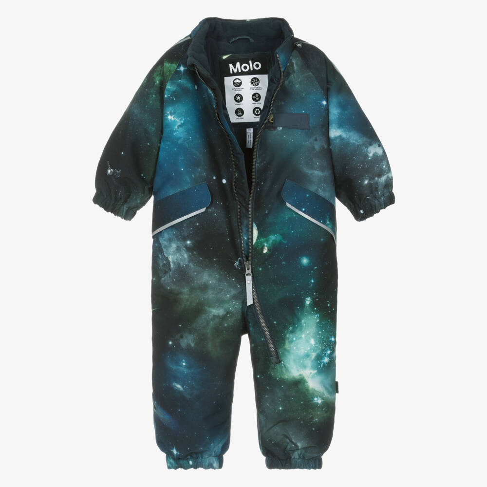 Molo-Boys Green & Blue Outer Space Print Snowsuit | Childrensalon Outlet