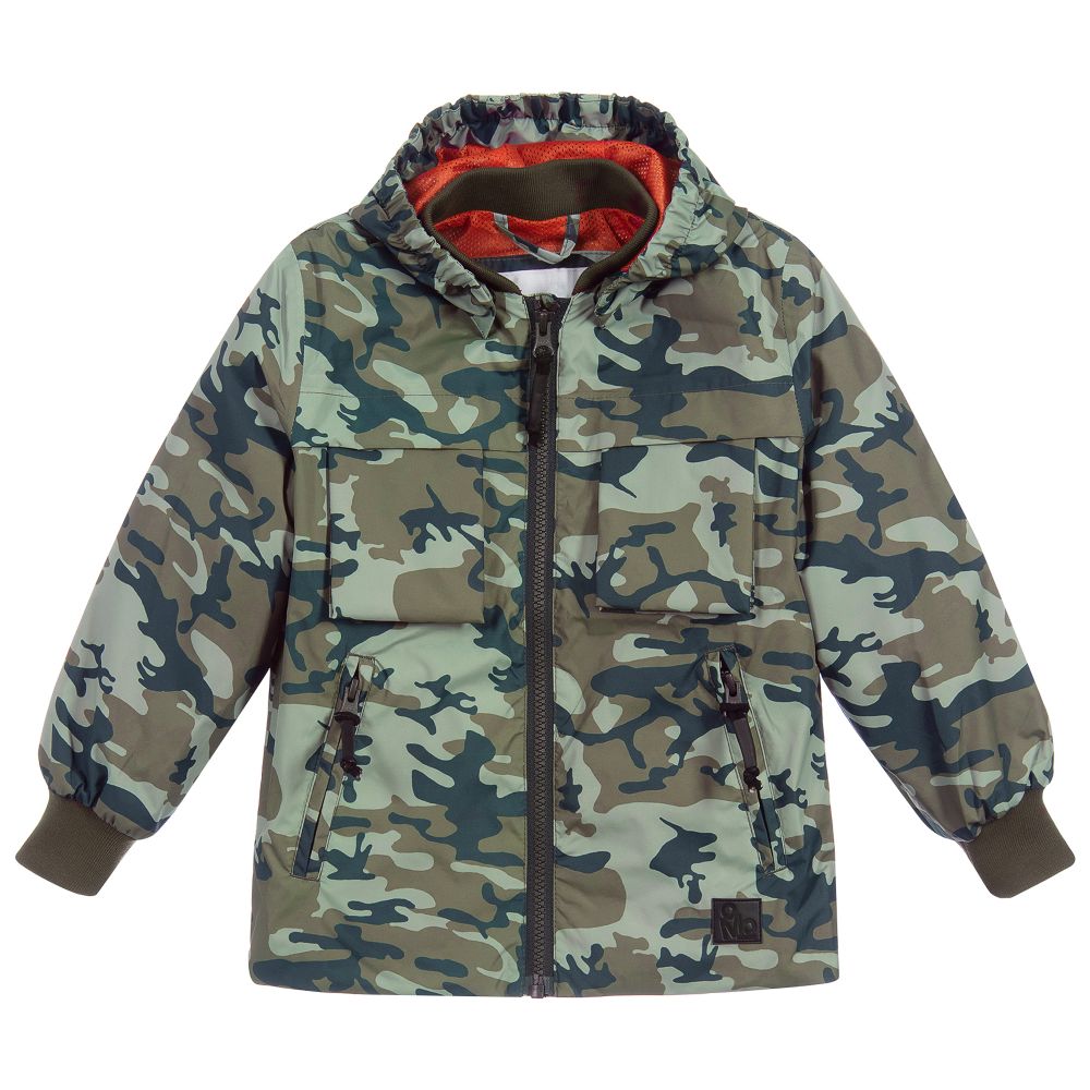 Molo - Boys Green Camo Rain Jacket | Childrensalon