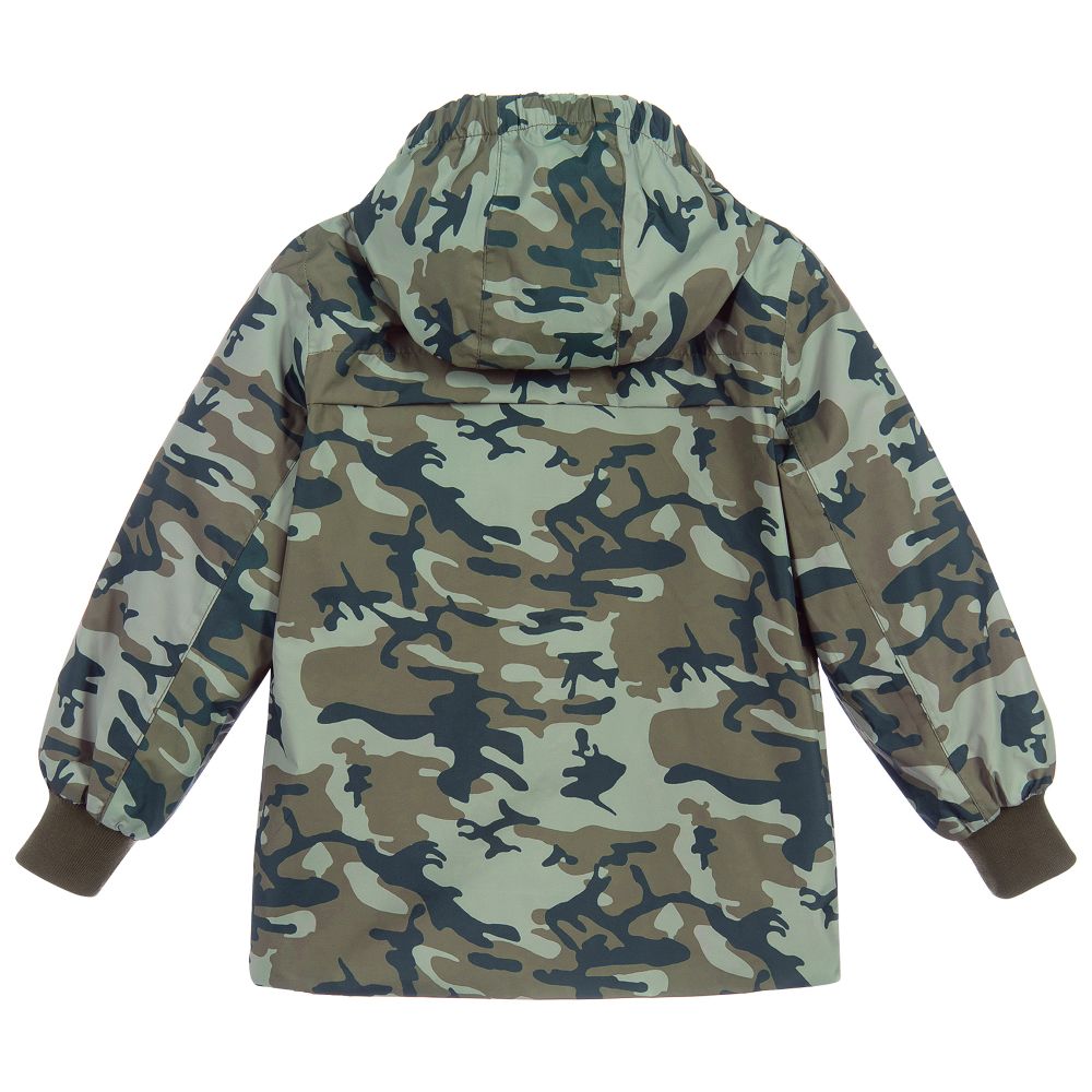 Molo Boys Camo Rain Jacket Boys Toddler 2 Year Green by Childrensalon